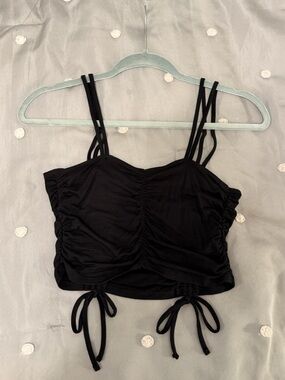 Garage Black Ruched Crop Tank